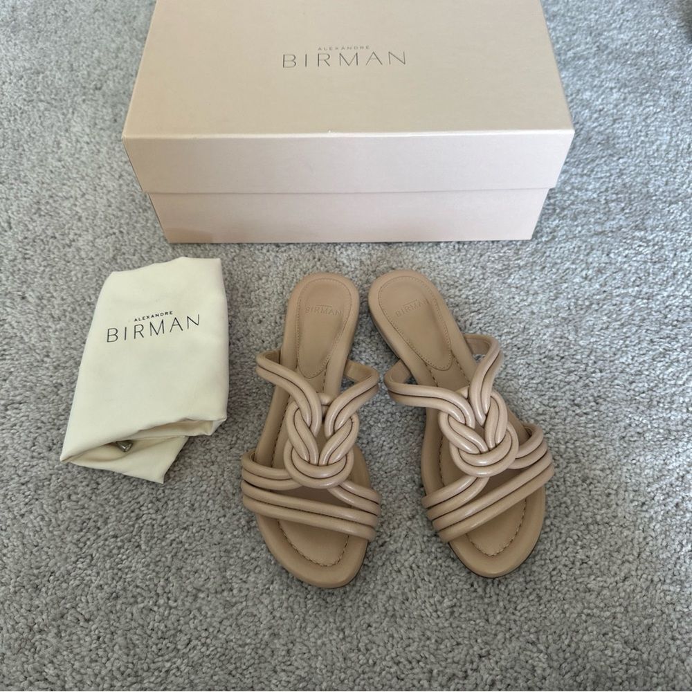 Alexandre Birman Nude Tan Knotted Slide Sandals